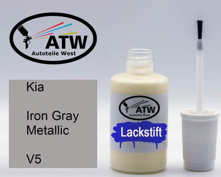 Kia, Iron Gray Metallic, V5: 20ml Lackstift, von ATW Autoteile West.